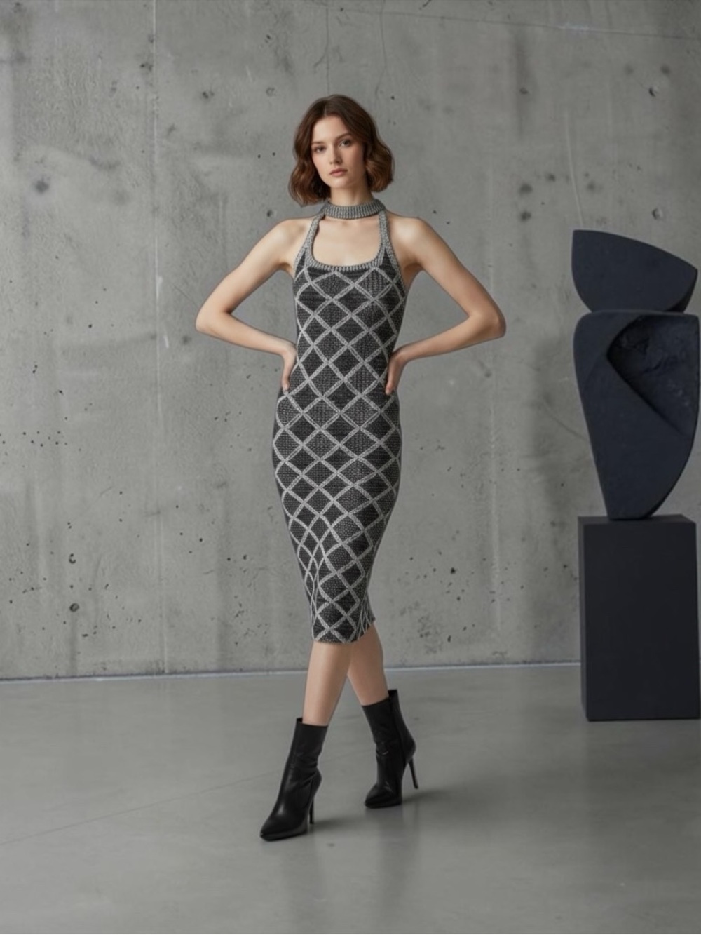 NWT Isa Boulder Wafer Knit Dress Size M 640.00
